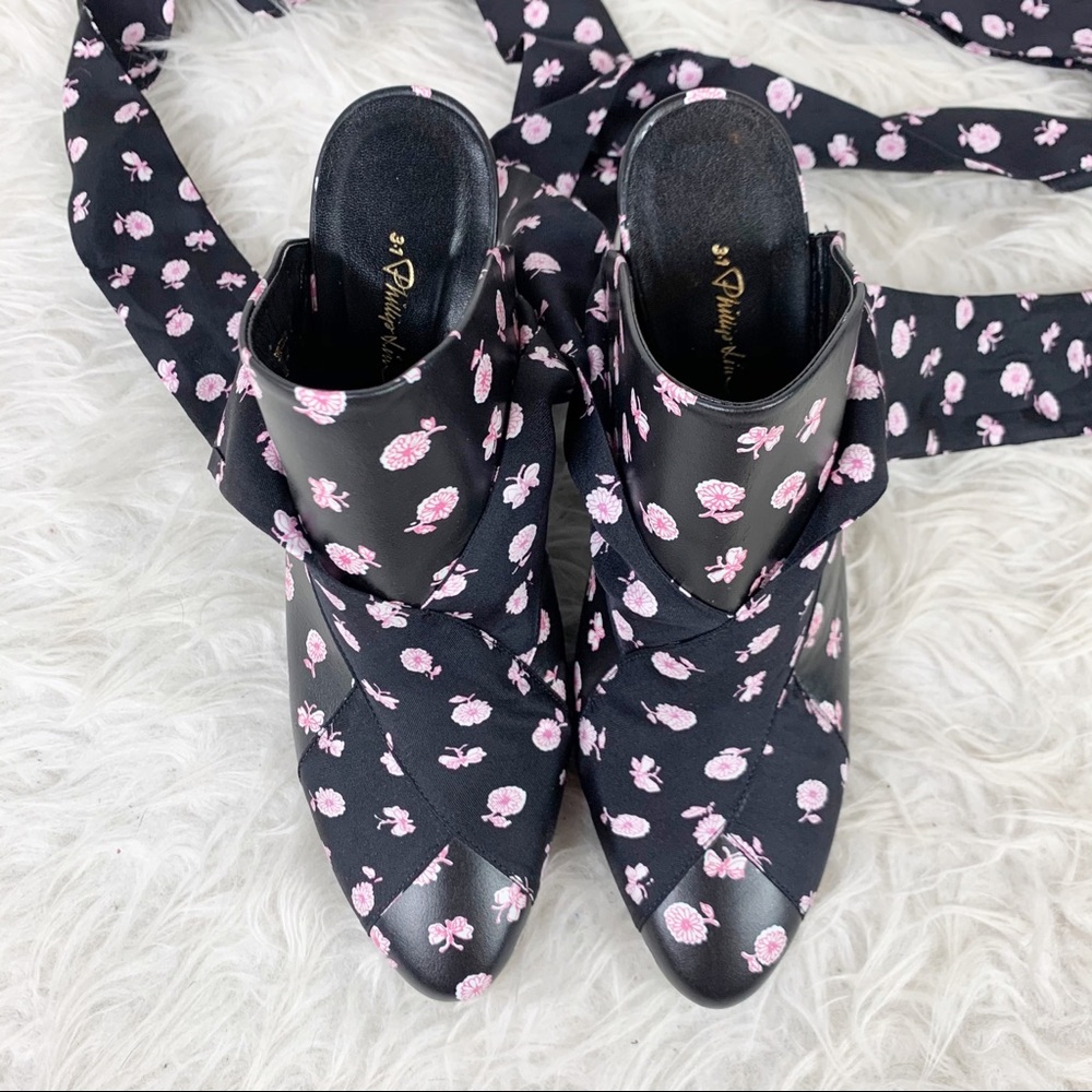 3.1 Phillip Lim Black and Pink Floral Heels - Picture 5 of 12